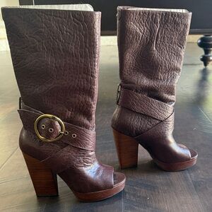 6.5 Lucky Brand Brown Leather High Heel Boots